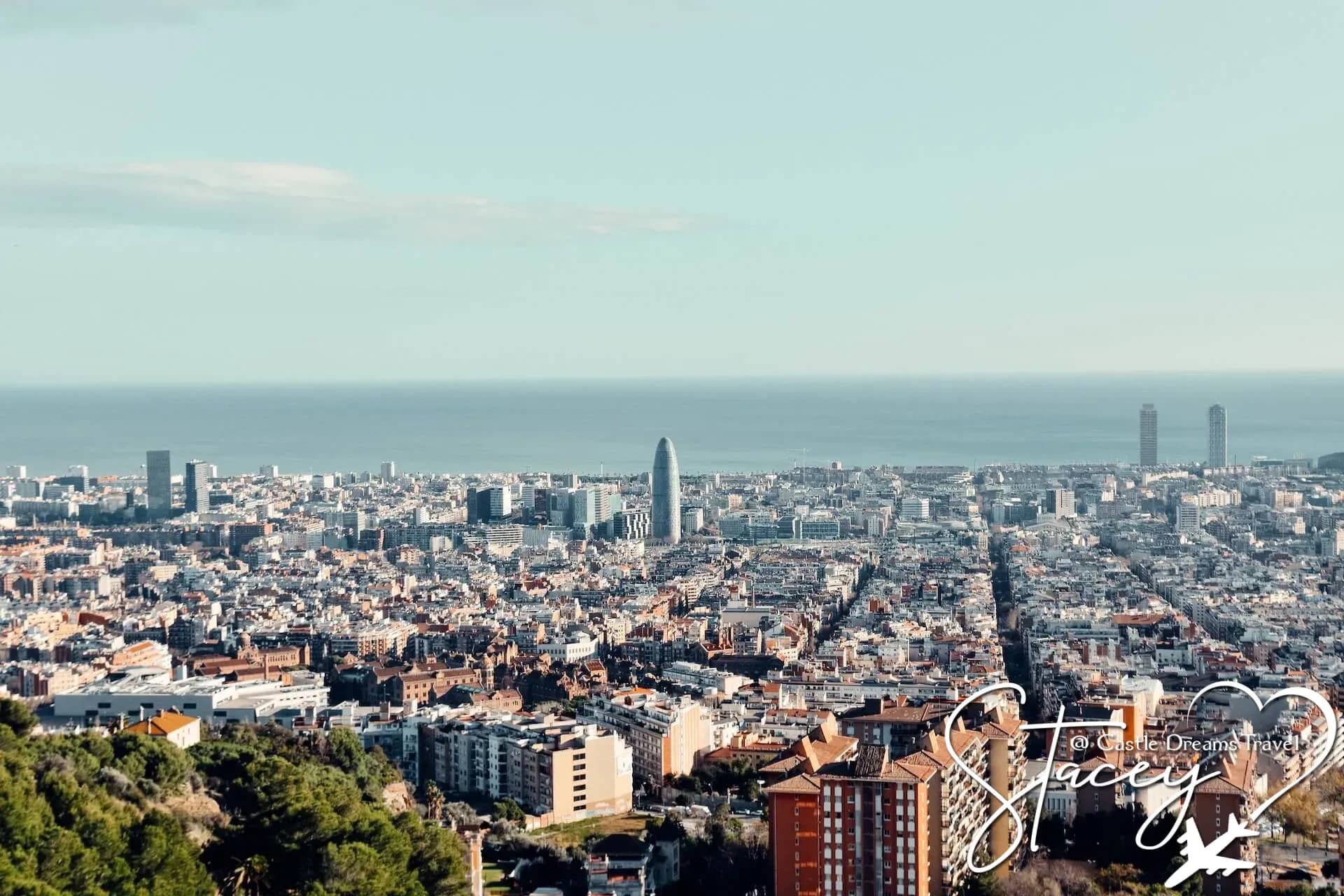 The Sagrada Familia rising above Barcelona, Spain