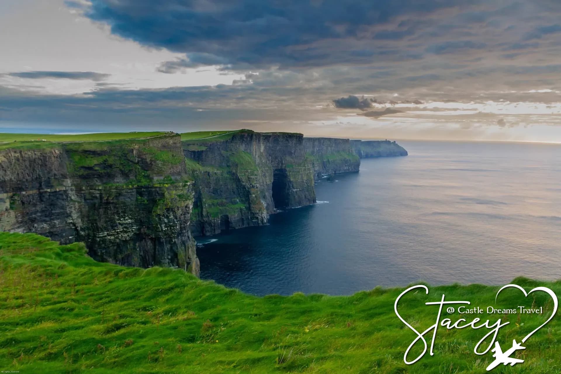 Sheer cliffs of Moher rising from the Atlantic Ocean