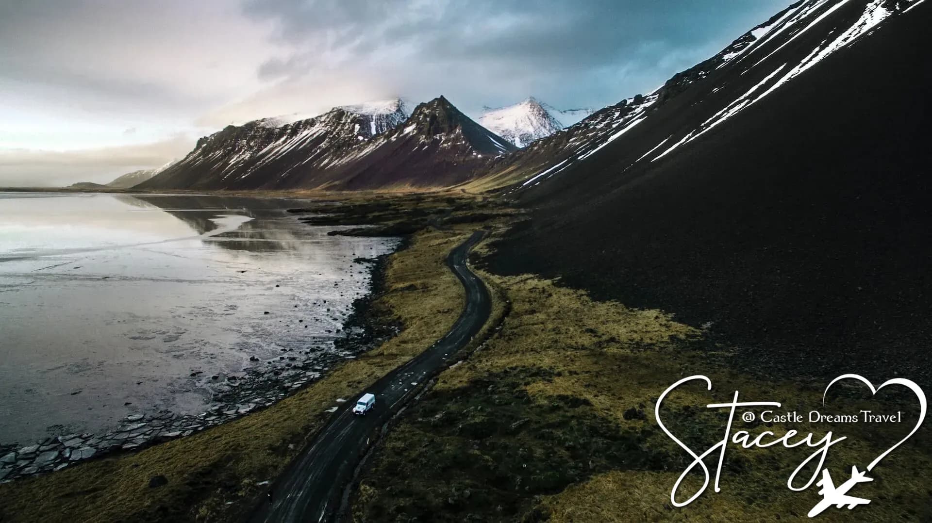 Rugged lava fields and glacier-capped mountains of Iceland