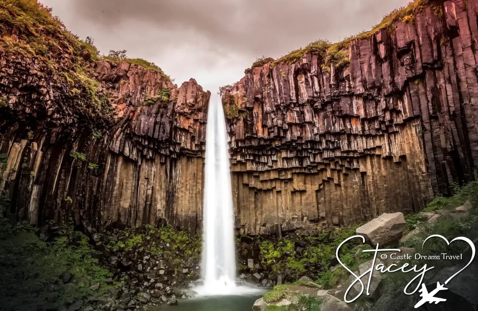 Powerful waterfall cascading over Iceland's volcanic cliffs
