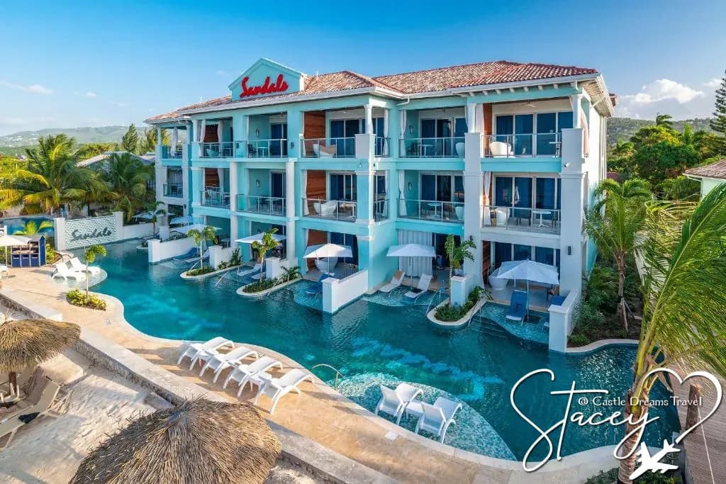 Private white-sand beach at Sandals Montego Bay, Jamaica