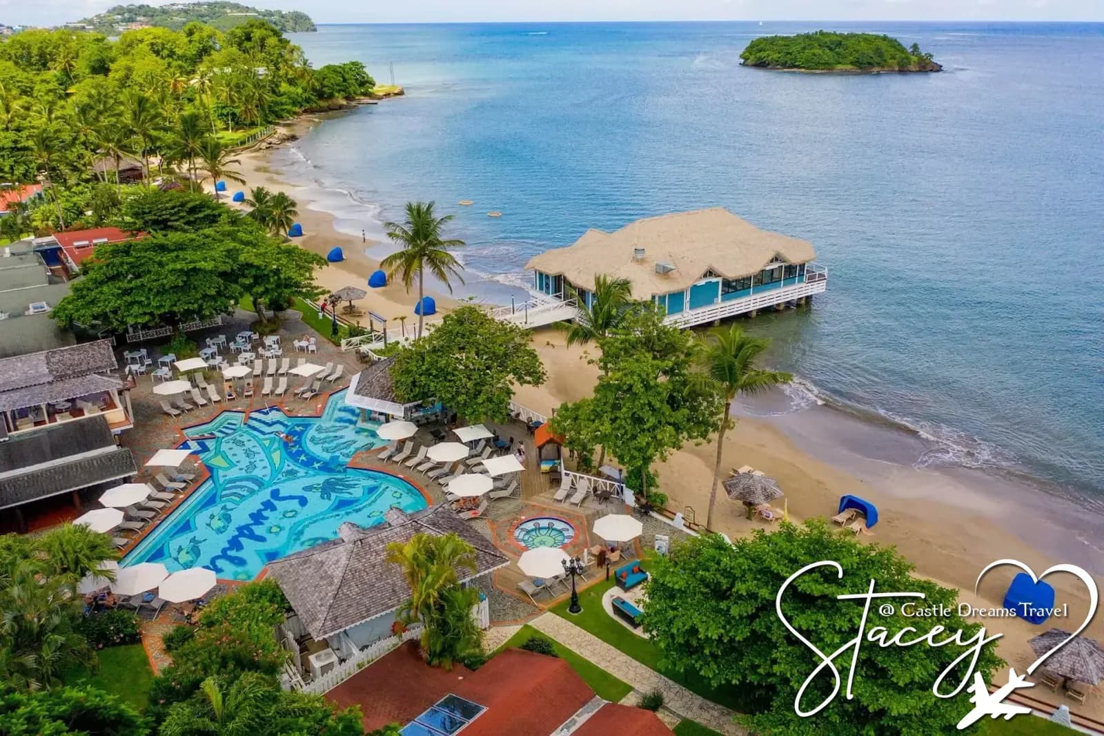 Sandals Halcyon Beach resort amid palms on Saint Lucia's shore