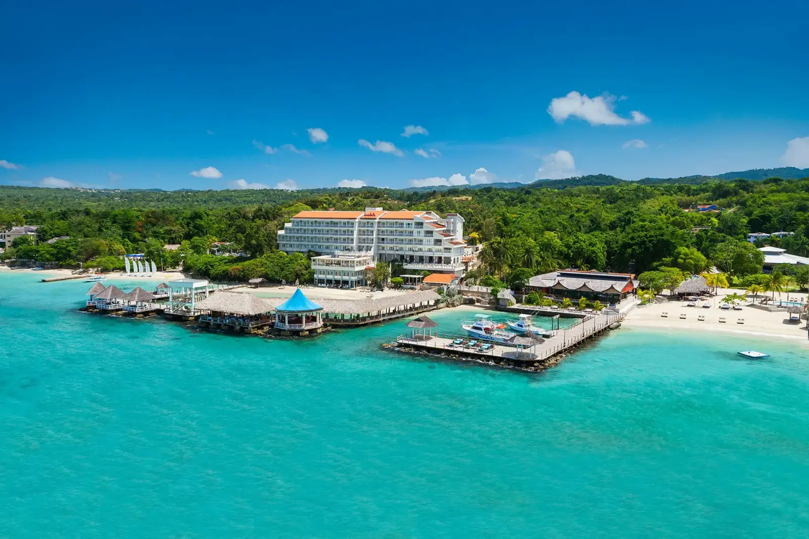 Aerial view of Sandals Ochi Beach Resort on Jamaica's north coast
