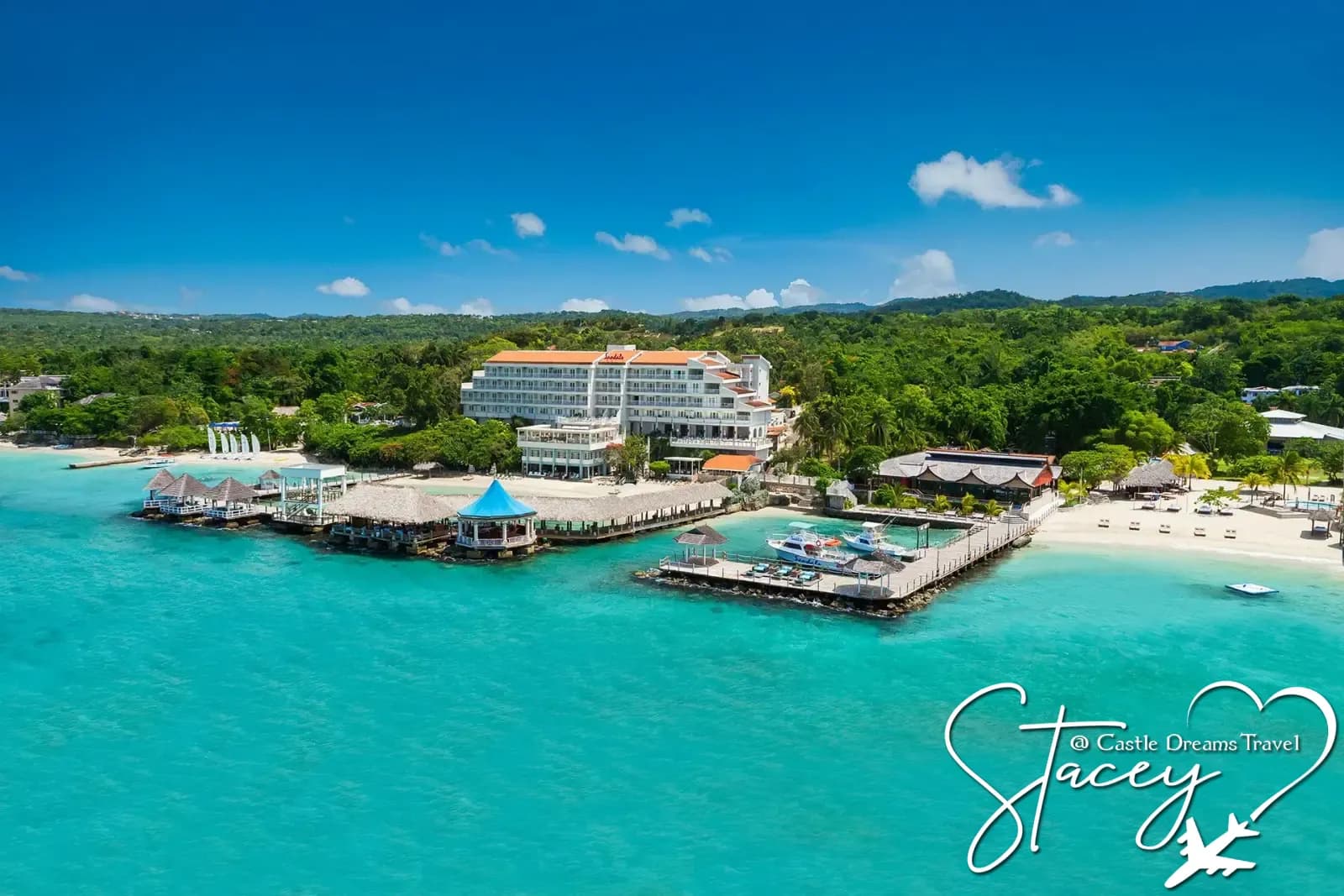 Aerial view of Sandals Ochi Beach Resort on Jamaica's north coast