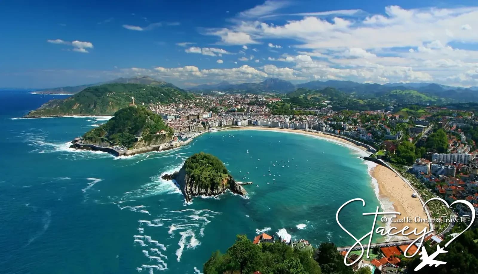 La Concha Beach curving along Donostia-San Sebastian