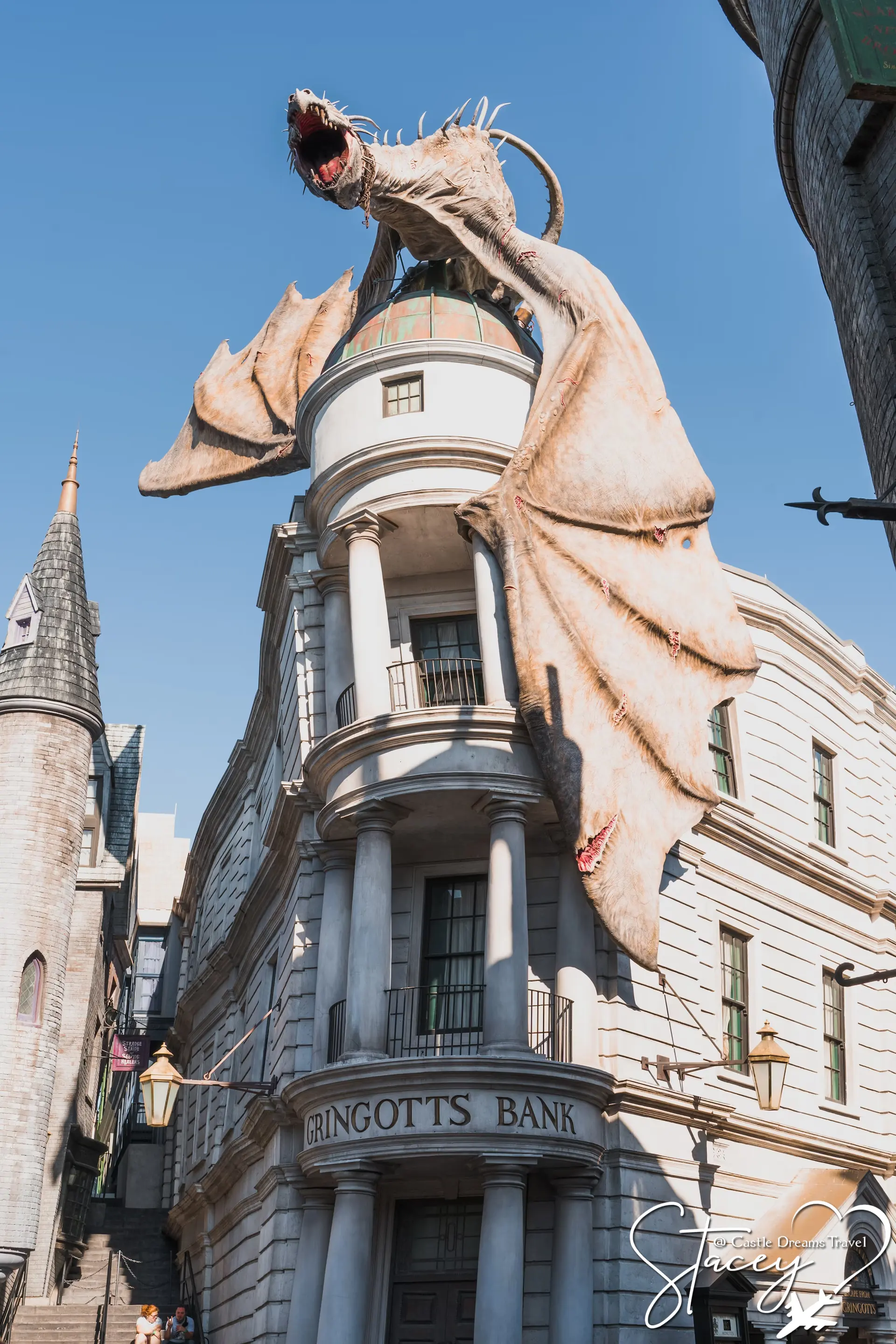 The dragon perched atop Gringotts Bank in Diagon Alley at Universal Orlando