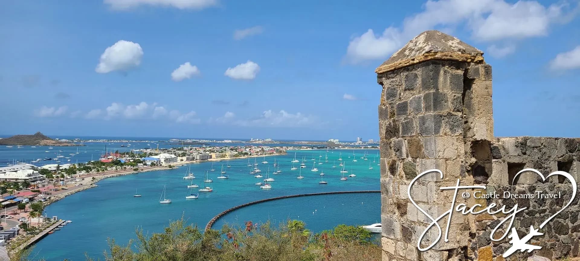 Beach and bay views on the island of St. Martin