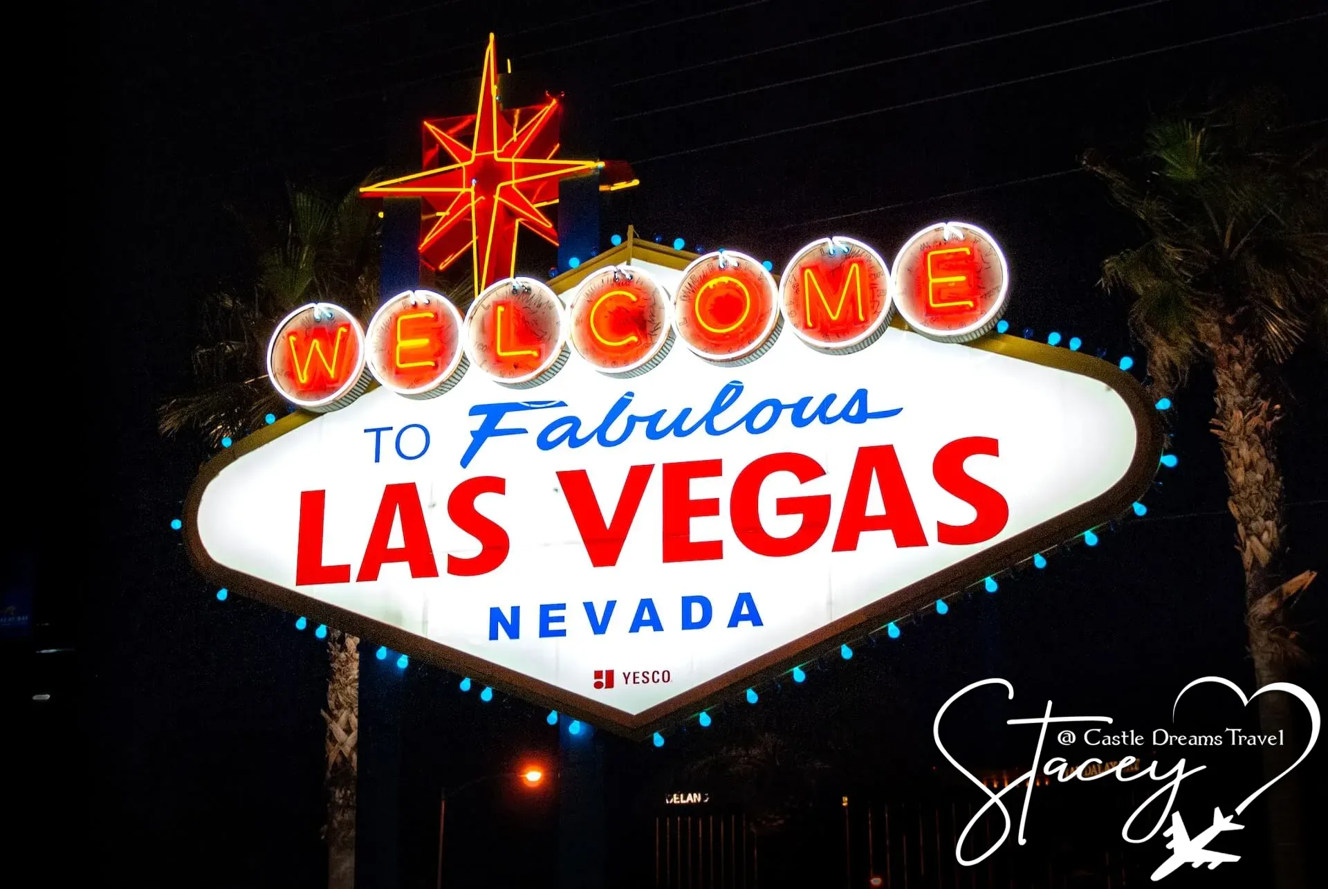 The neon Welcome to Fabulous Las Vegas Nevada sign glowing at night